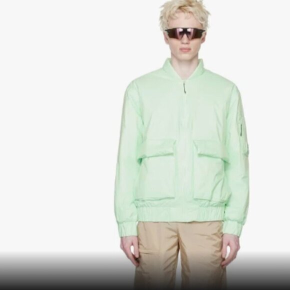 Rains Fuse Bomber Jacket in the color Mineral  Unisex New - Picture 1 of 13